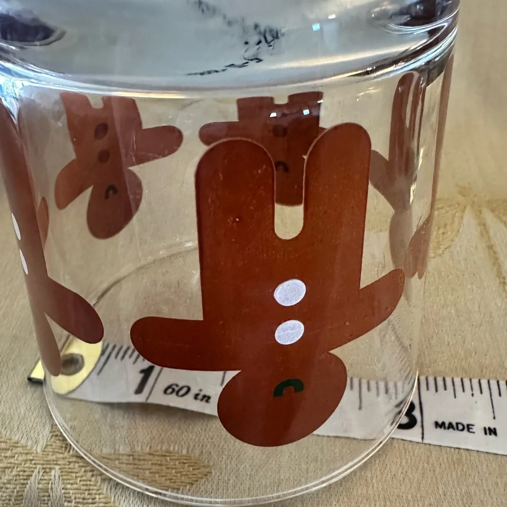 IKEA Set of 2 Clear Glass Gingerbread Men Candle / Votive / Tealight Holders.